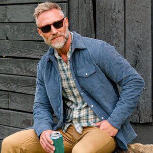 Quilted Corduroy Shacket - Slate Blue